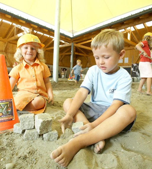 The covered children's construction zone is one of our many all-weather attractions
